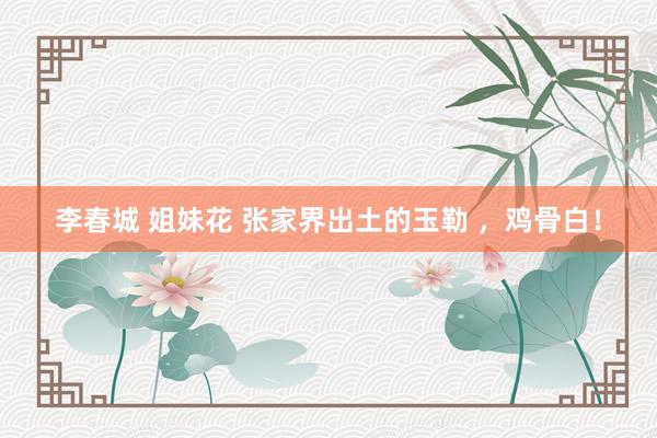 李春城 姐妹花 张家界出土的玉勒 ,鸡骨白!