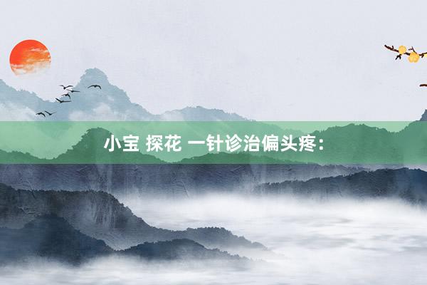 小宝 探花 一针诊治偏头疼: