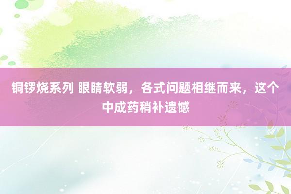 铜锣烧系列 眼睛软弱，各式问题相继而来，这个中成药稍补遗憾