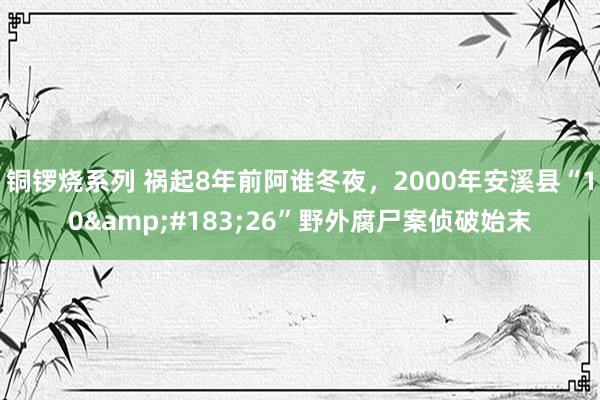 铜锣烧系列 祸起8年前阿谁冬夜，2000年安溪县“10&#183;26”野外腐尸案侦破始末